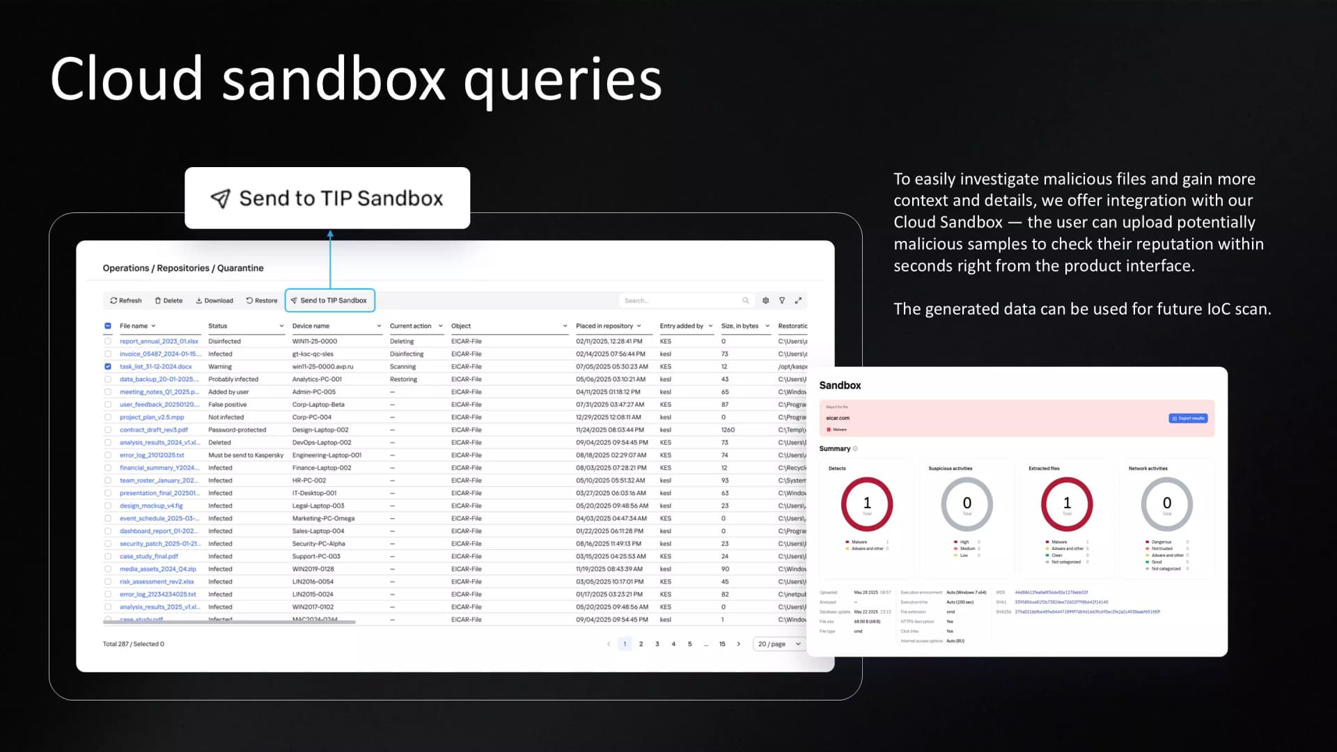 Cloud sandbox queries