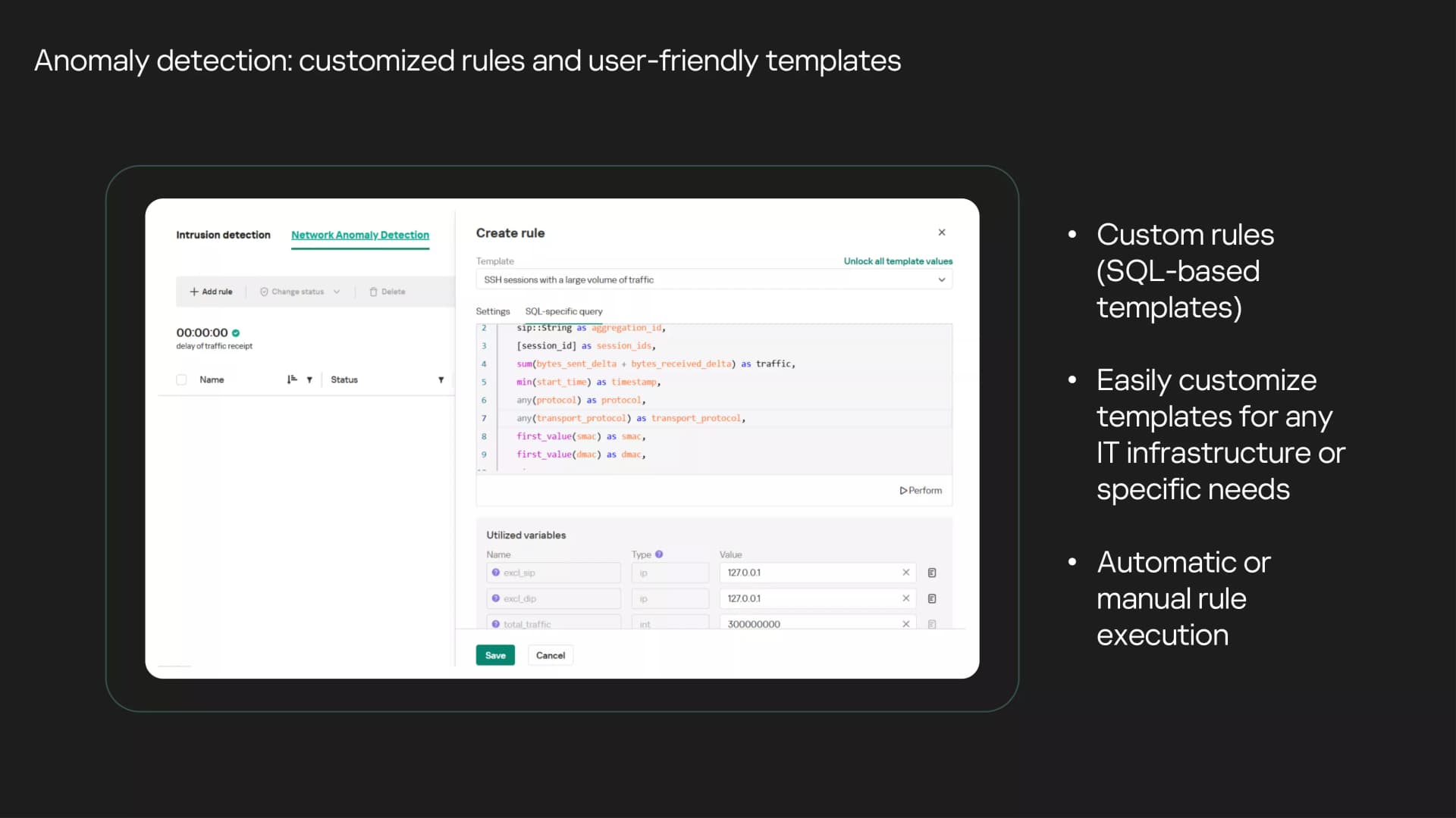 Anomaly detection customized rules and user-friendly templates