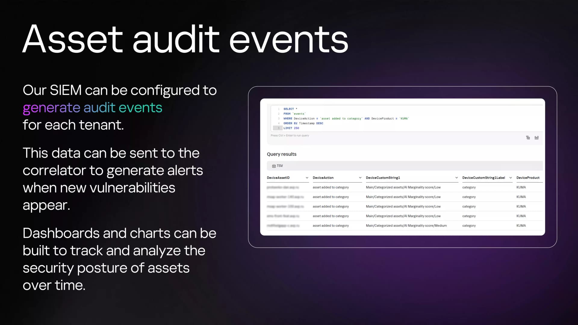 Our SIEM can be configured to generateaudit events