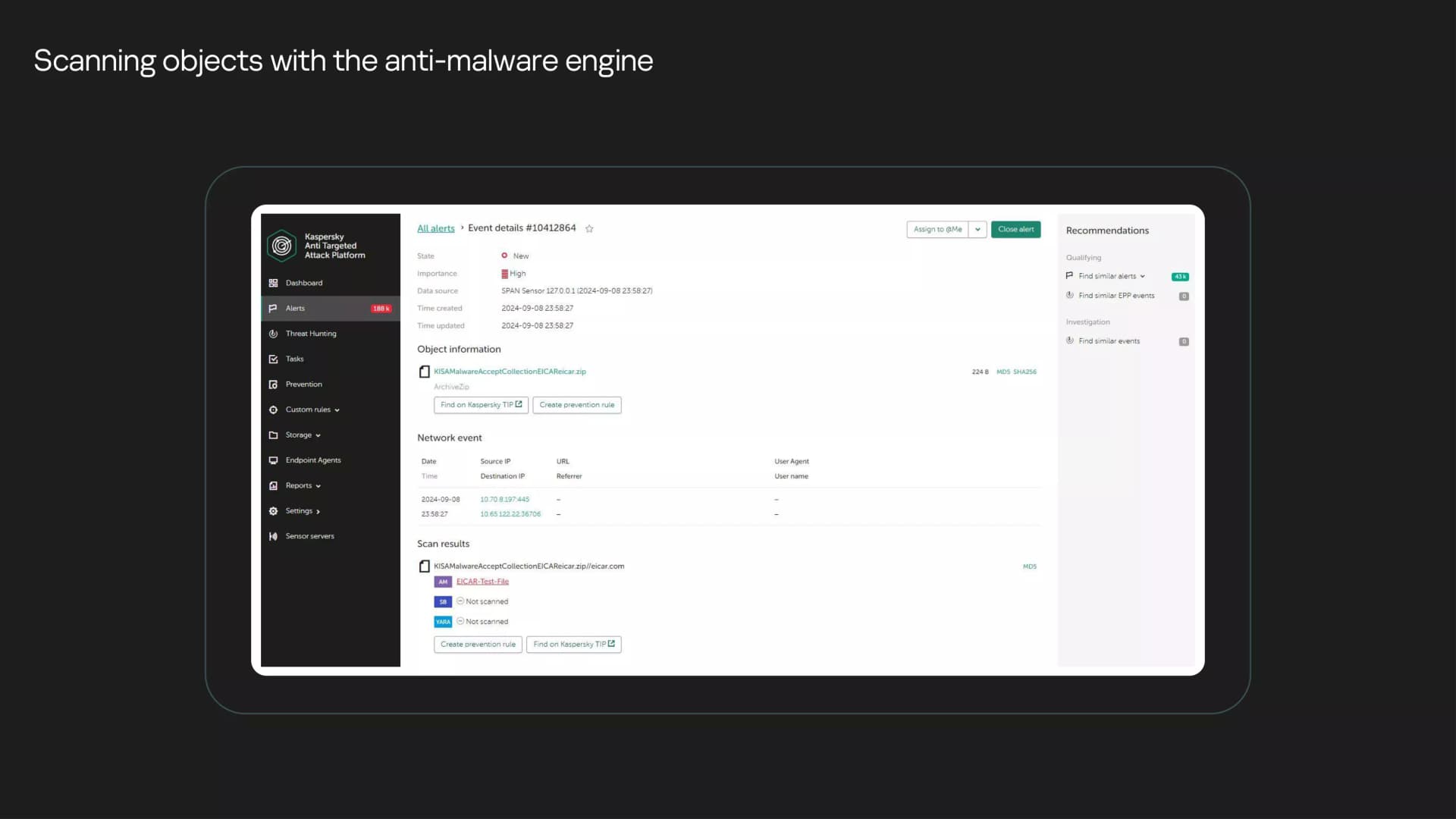 Scanning objects with the anti-malware engine